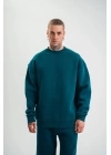 Uzun Kol Bisiklet Yaka Basic SweatShirt - Koyu Deniz Yeşili