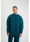 Uzun Kol Bisiklet Yaka Basic SweatShirt - Koyu Deniz Yeşili