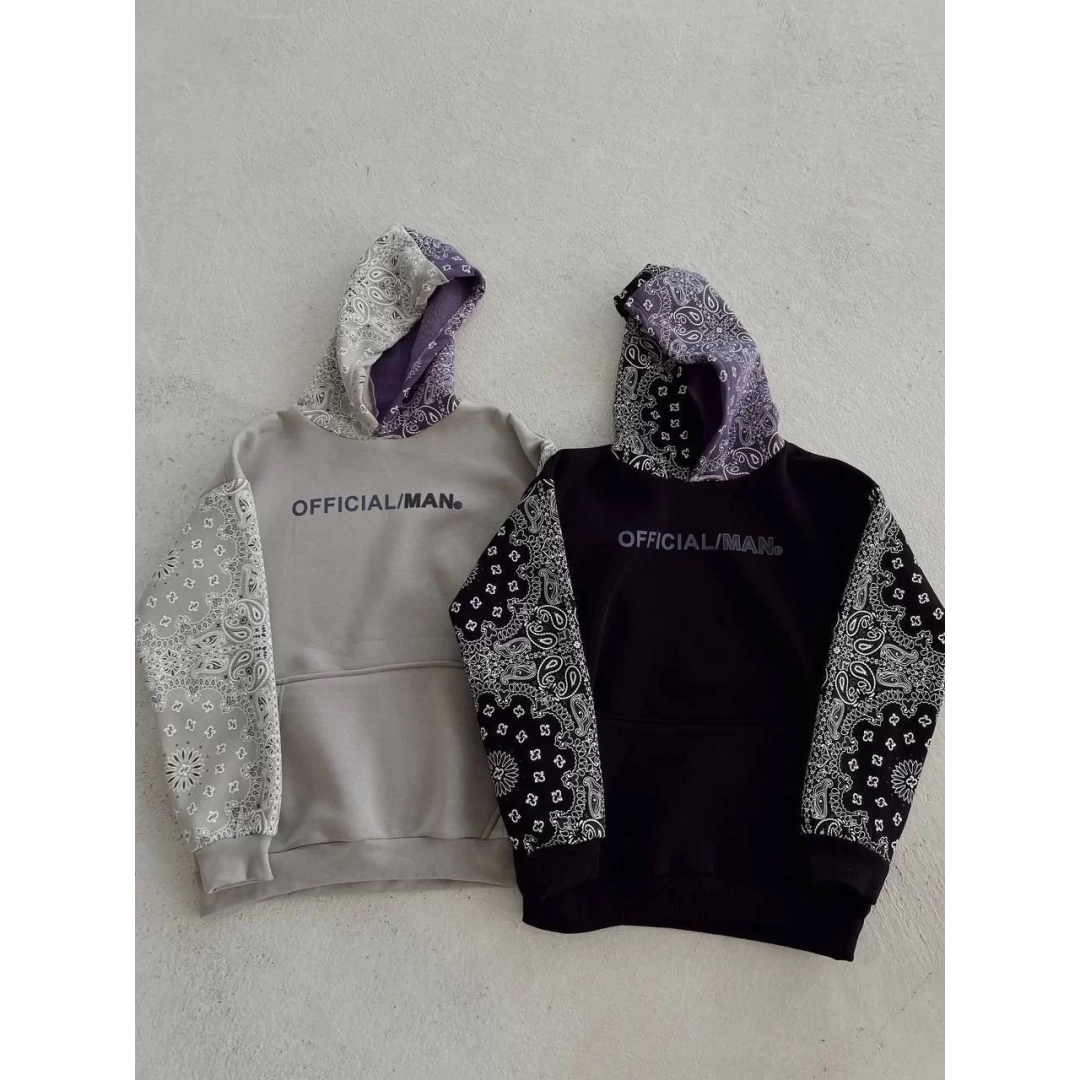 Kadın Baskılı Kapüşonlu Sweatshirt - Siyah