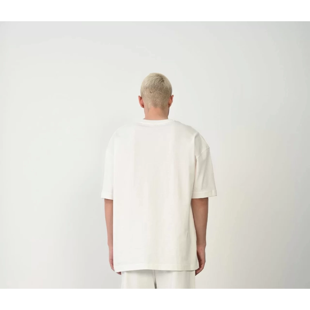 Unisex Basic Bisiklet Yaka Oversize T-Shirt - Beyaz