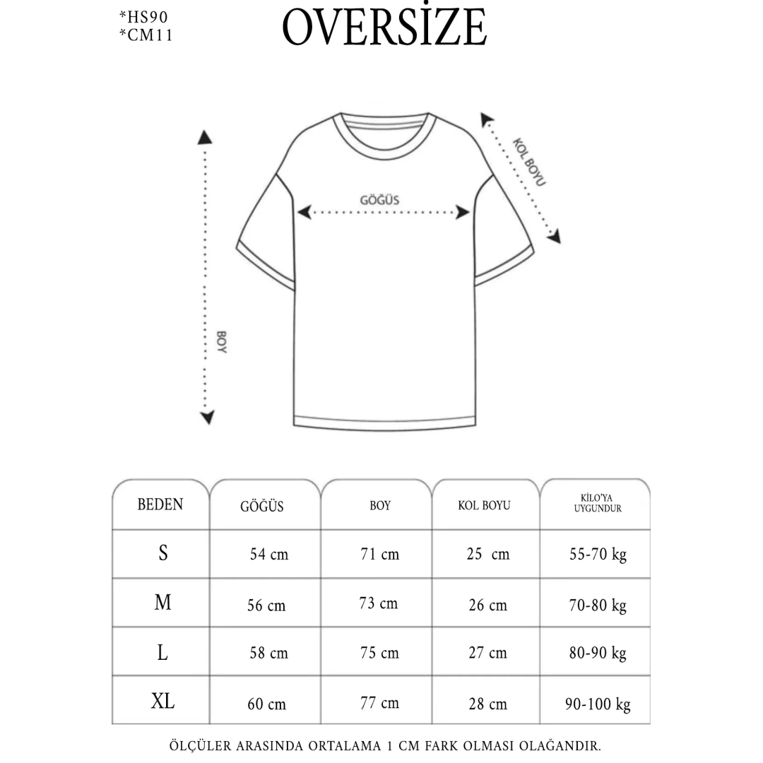 Unisex Baskılı Oversize T-Shirt - Beyaz