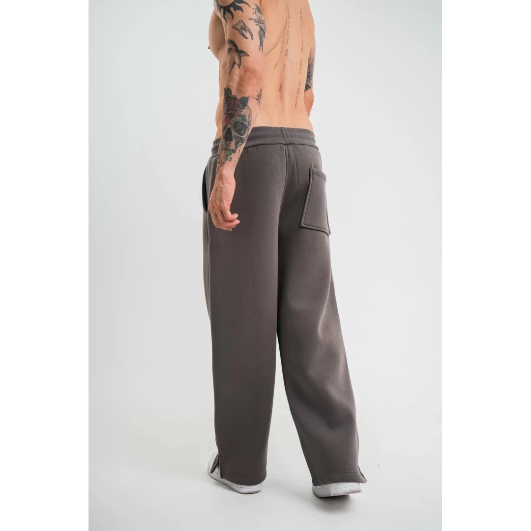 Unisex Boru Paça Baggy Eşofman Pantolon - Füme