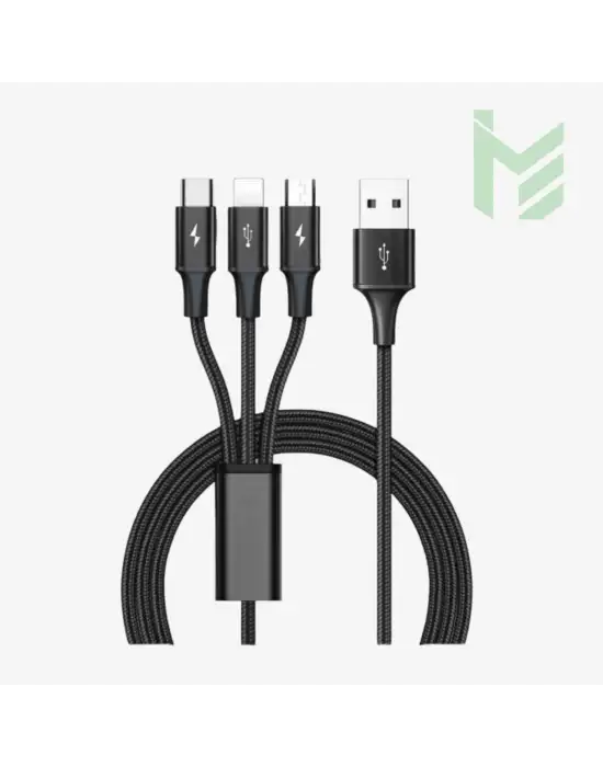 3 in 1 Usb Girişli Şarj Kablo