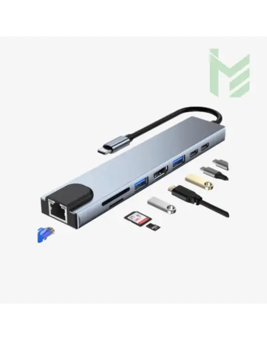 8 in 1 Port Type C Girişli Dönüştürücü