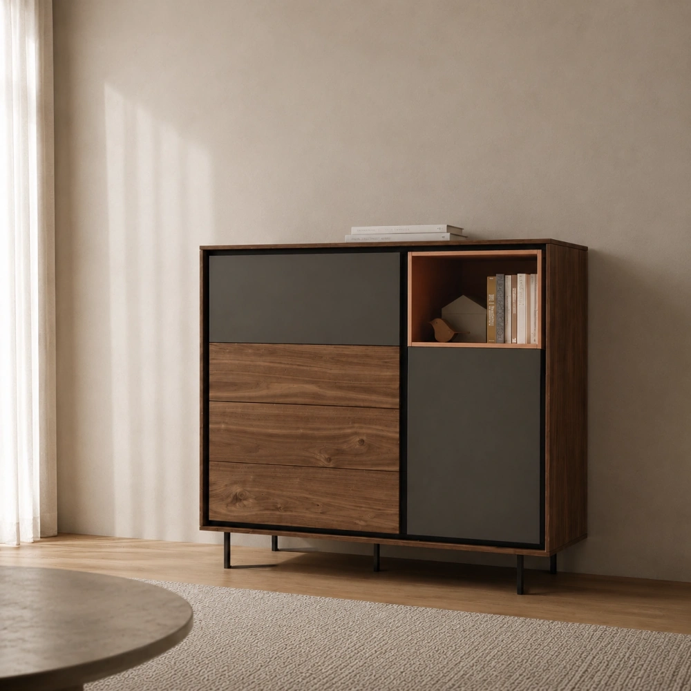Açık Raflı Modern Tasarımlı Metal Konsol