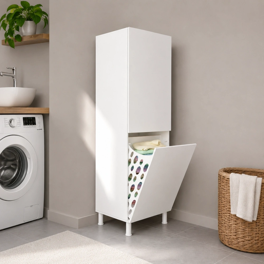 Kirli Sepetli Banyo Dolabı