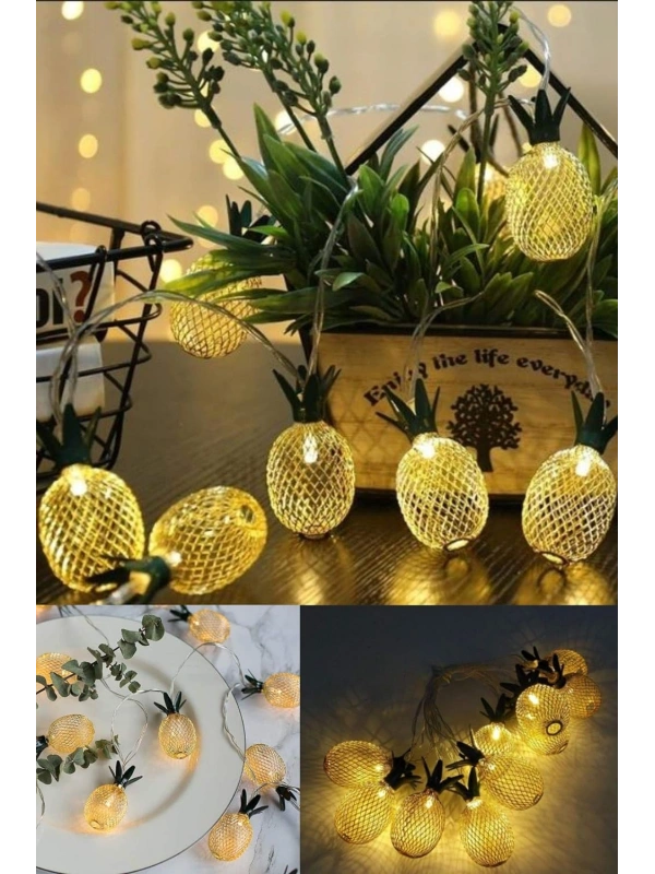 2m 10 Led 2 Kademeli Ananas Led Işık Pilli