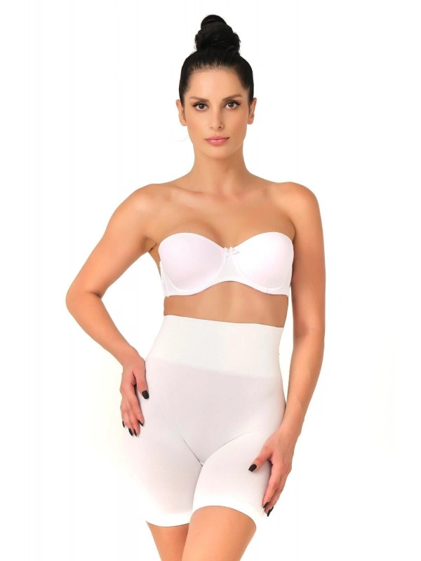 Beyaz Düşük Bel Double Pantalon Korse