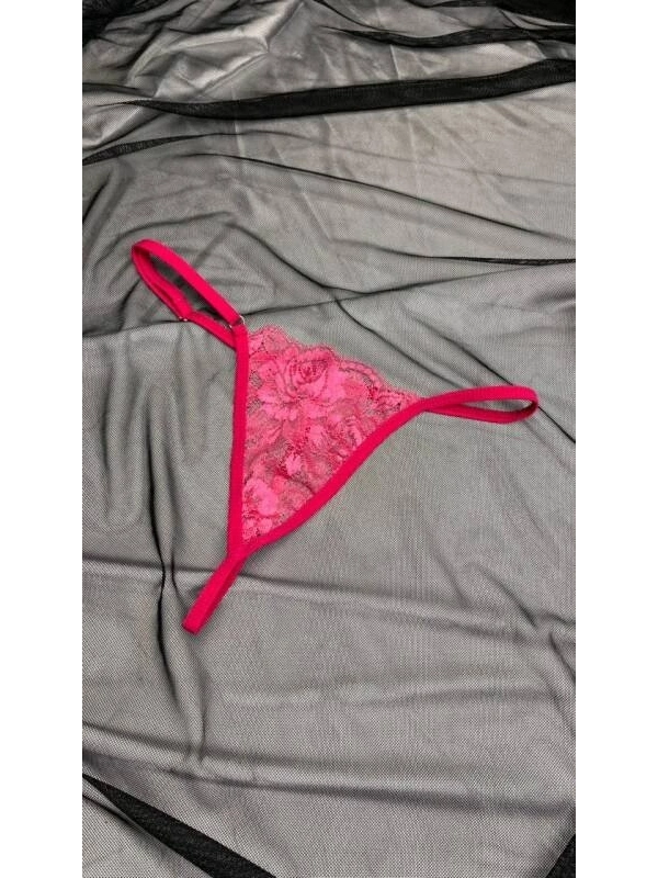 Kadın Pembe Transparan Dantel Tanga Külot
