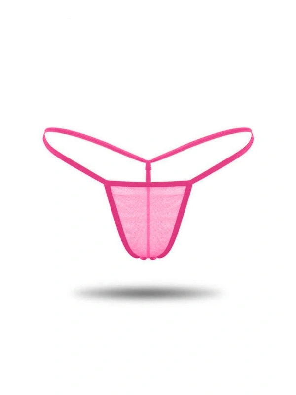 Kadın Pembe Tül Detaylı Tanga Külot