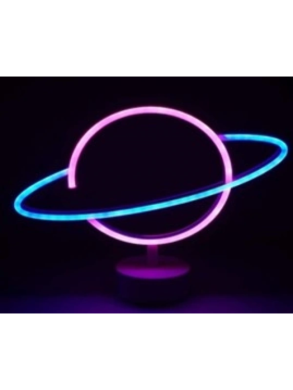 Neon Işıklı Satürn Lamba