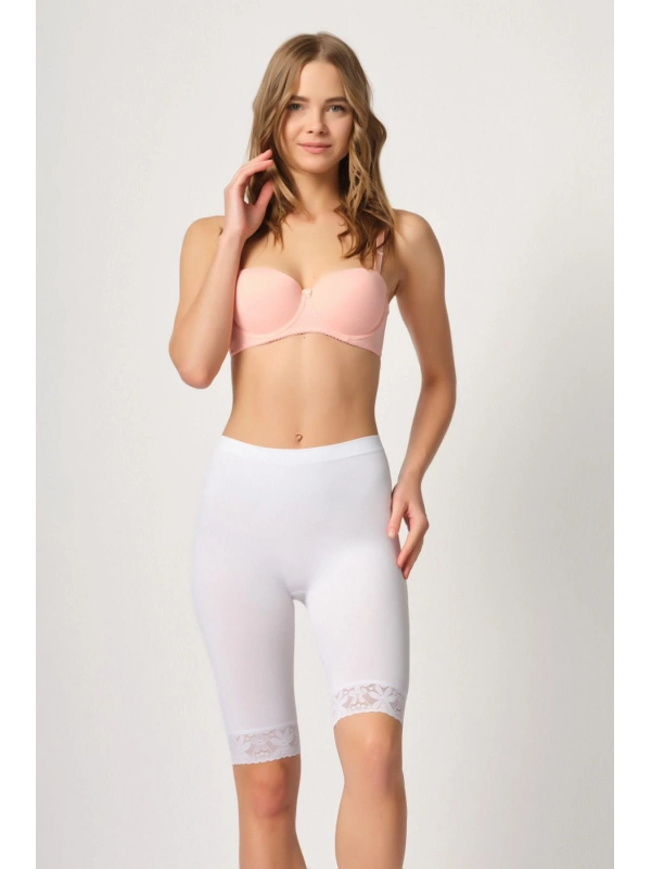 Seraviax Beyaz MI Emay 3004 Soft Uzun Paça Dantel Boxer