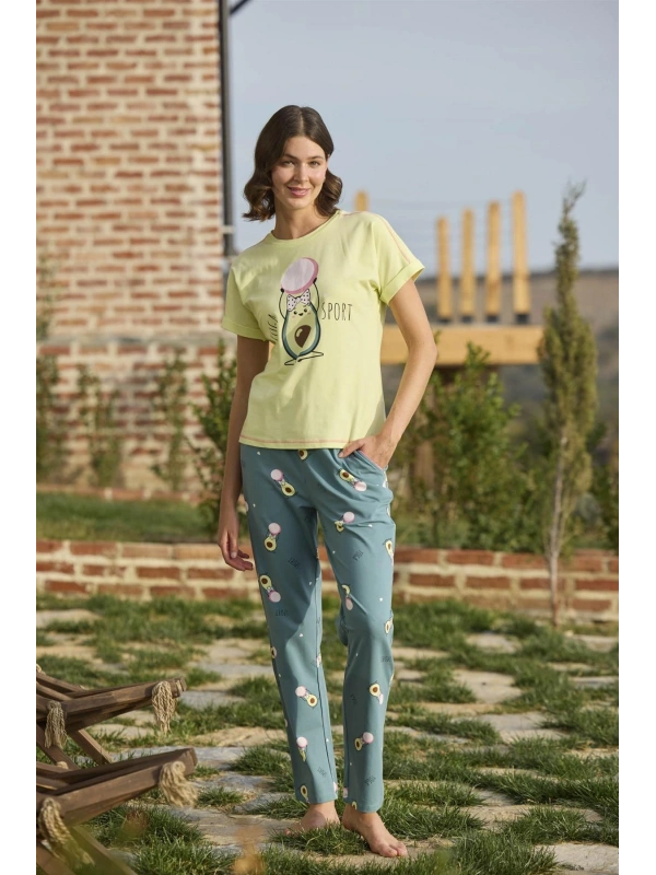 Seraviax Desenli ve Baskılı Yoga Sport Pijama Takımı
