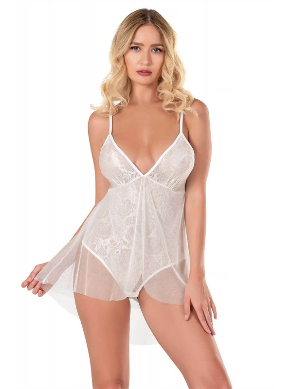 Seraviax Ekru Jakarlı Bodysuit Gecelik