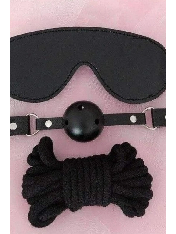 Seraviax Gözlük Ağız Topu İp Üçlü Deri Harness Set