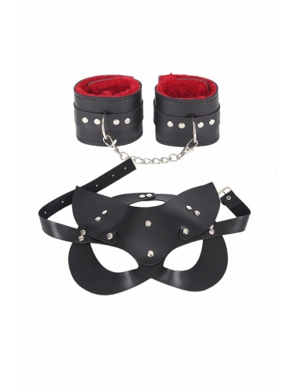 Seraviax Maske Ve Kelepçe Deri Harness Fantezi Set
