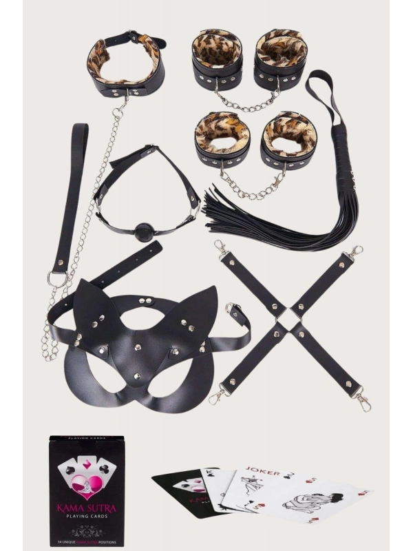 Seraviax Sexy Görselli Oyun Kartı Kama Sutra 7li Leopar Harness Set