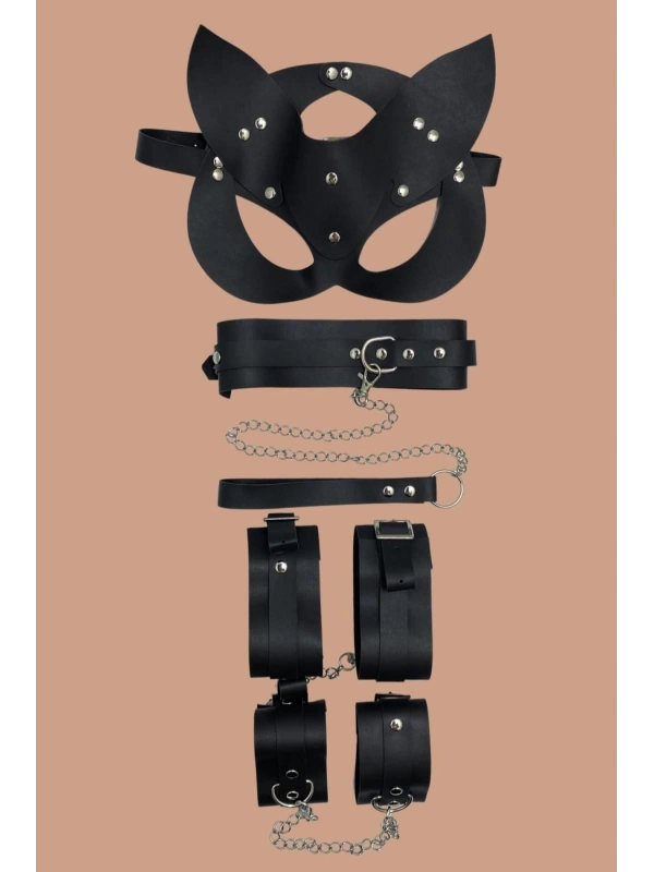 Seraviax Siyah 4lü Maske ,Tasma,Kelepce Harness Set