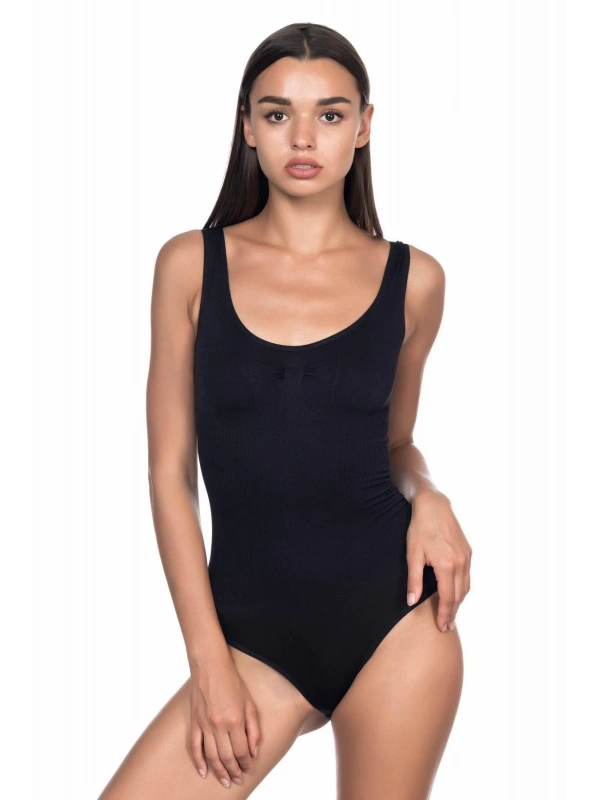 Seraviax Siyah MI Emay 1924 Soft Kalın Askıllı Çıtçıtlı Body
