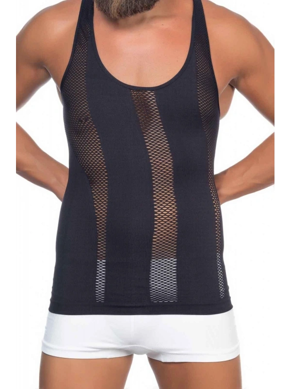 Siyah Fileli Erkek Korse Atlet