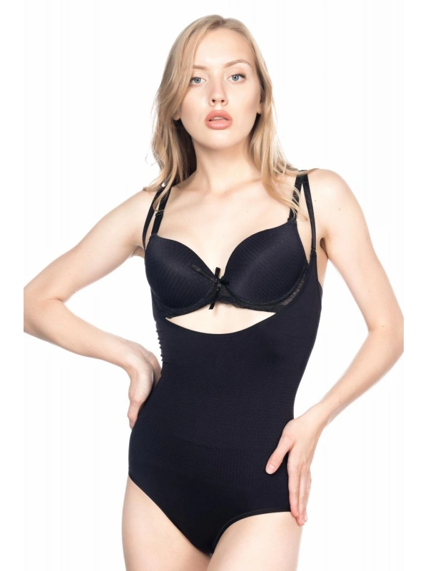 Siyah Göğsü Açık Body Korse