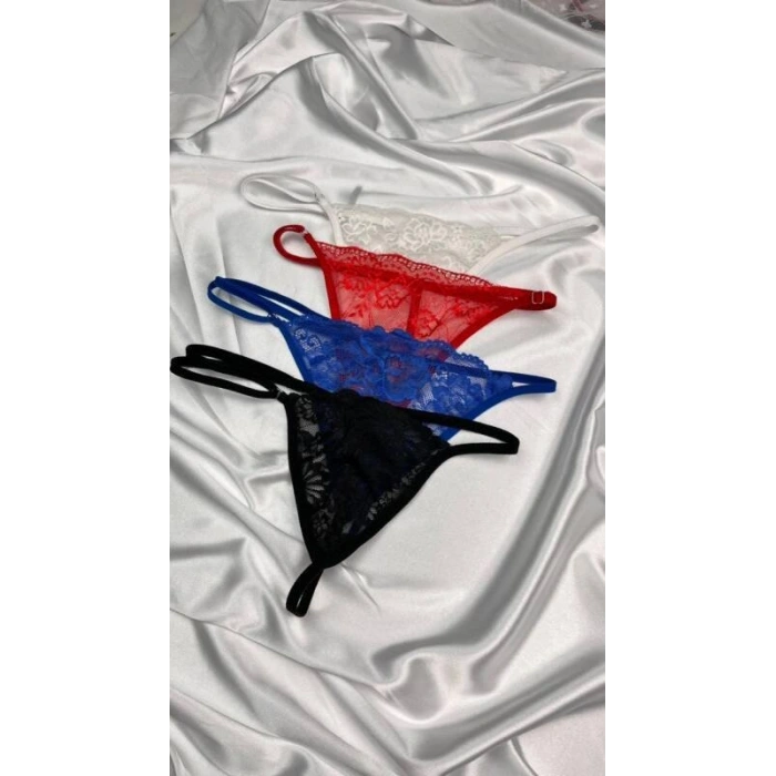 Kadın Siyah Transparan Dantel Tanga Külot