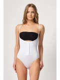 Beyaz Göğsü Açık Agraflı Body Korse