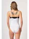 Beyaz Göğsü Açık Agraflı Body Korse