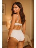 Beyaz Yüksek Bel Şortlu Bralet Takım