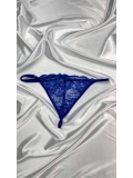 Kadın Mavi Transparan Dantel Tanga Külot