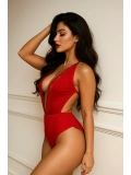 Kırmızı Dantelli Derin V Dekolteli Babydoll