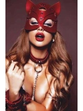 Kırmızı Maske Tasma Ve Bacak Kelepce Sexy Set