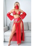 Kırmızı Peçeli Seksi Dansöz Kostümü