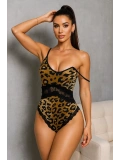 Leopar Desenli Dantel Babydoll