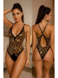 Leopar Desenli Dantel Babydoll