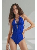 Mavi Bağcıklı Özel Tasarım Dantelli Babydoll
