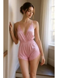 Pembe Saten Dantelli Tulum