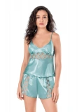 Seraviax Aqua Saten Babydoll Şort Takımı