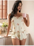 Seraviax Ayıcık Desenli Askılı Şortlu Pijama Takımı