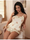 Seraviax Ayıcık Desenli Askılı Şortlu Pijama Takımı