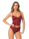 Seraviax Bordo Jakarlı Babydoll Şort Takımı