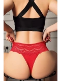 Seraviax Büyük Beden Bel Kısmı Dantelli Fantezi Kırmızı Tanga String