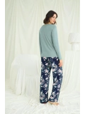 Seraviax Çiçek ve Yaprak Desenli Baskılı Pijama Takımı