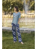 Seraviax Çiçek ve Yaprak Desenli ve Baskılı Pijama Takımı
