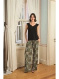 Seraviax Çiçek Yaprak ve Etnik Desenli Dantelli 3lü Pijama Takımı