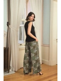 Seraviax Çiçek Yaprak ve Etnik Desenli Dantelli 3lü Pijama Takımı