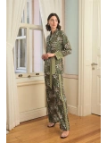 Seraviax Çiçek Yaprak ve Etnik Desenli Pijama Takımı