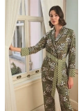 Seraviax Çiçek Yaprak ve Etnik Desenli Pijama Takımı