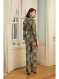 Seraviax Çiçek Yaprak ve Etnik Desenli Pijama Takımı