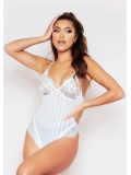 Seraviax Çizgili Beyaz Dantel Body